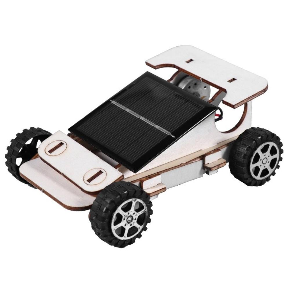 Assembly Wooden Car Model Solar Powered Educational Vehicle Toy Solar Car Model Science Learning 1 Set