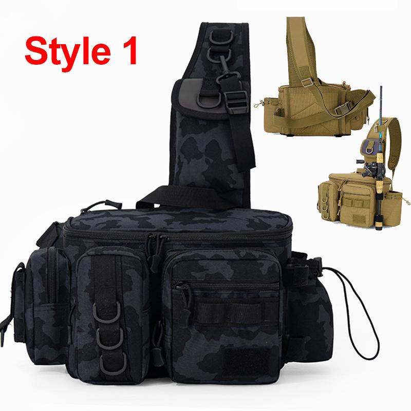 Fishing Tackle Backpack Lure Box Gear Storage Bag Fanny Pack for Men Fly Fishing Backpack with Rod Holder Sling Shoulder Bag