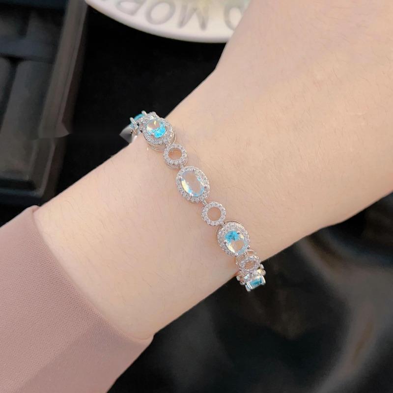 BELLA BOX Exquisite Luxury Handmade Oval Multi-color Zircon Bracelet Suitable For Women's Daily Party Fashion Jewelry