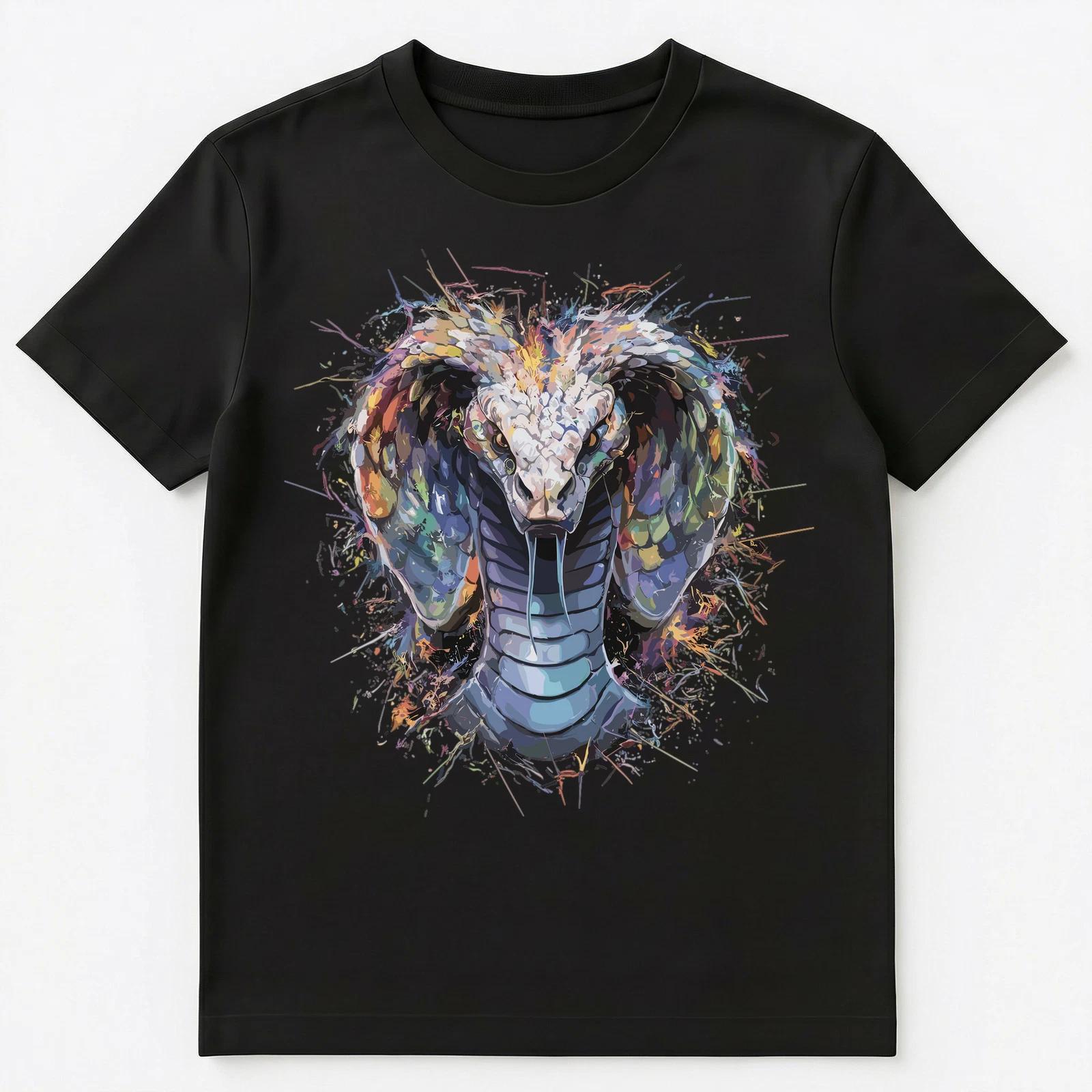 

Colorful Paint Splash Menacing Cobra Snake Art Graphic Unisex T-Shirt S
