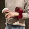 Burgundy Plush Bow Wristband Apple 11Pro Mobile Phone Case 11 Luxury 11 Crossbody iPhone11Pro All Inclusive