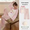 2025 Women's Cotton Cartoon Long-Sleeve Two-Piece Set with Chest Pad - Cute Spring/Autumn Winter Home Wear