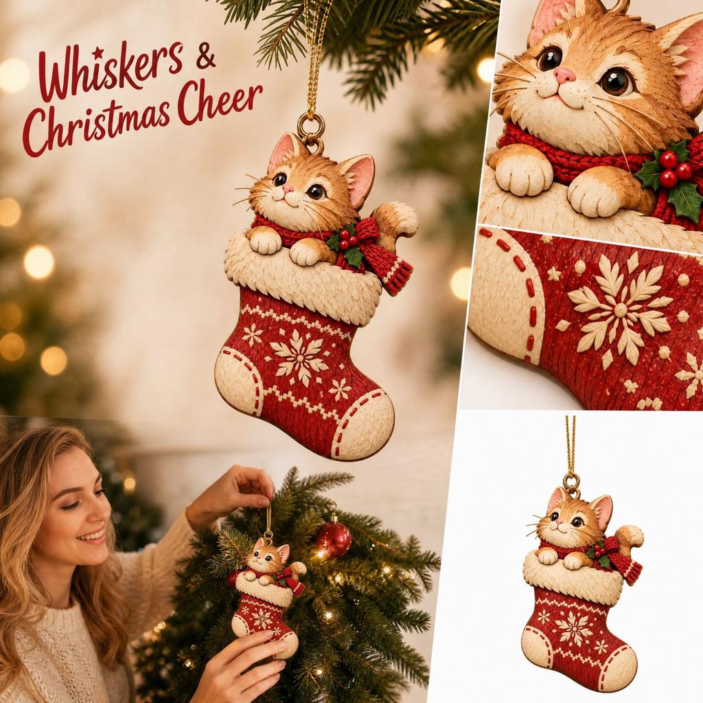 Christmas Tree Acrylic Ornament, 2D Flat Holiday Hanging Decoration for Festive Home Decor