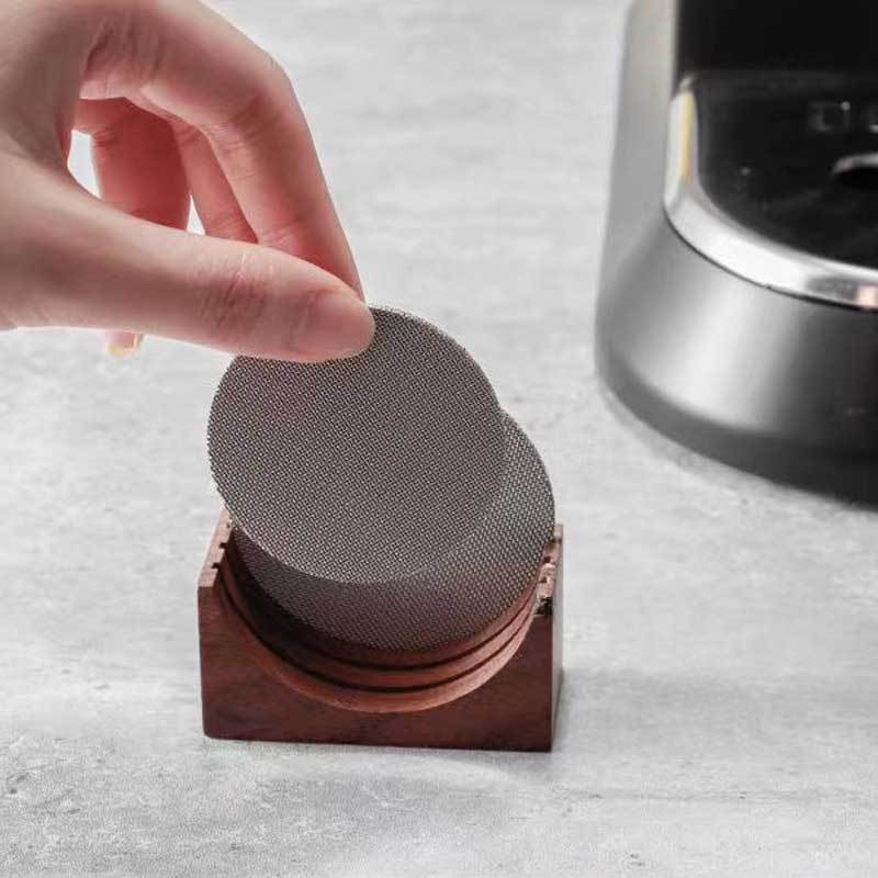Espresso Coffee Puck Screen Stand, Reusable Wooden Walnut Stand for 51/53/58mm Espresso Portafilter Puck Screen