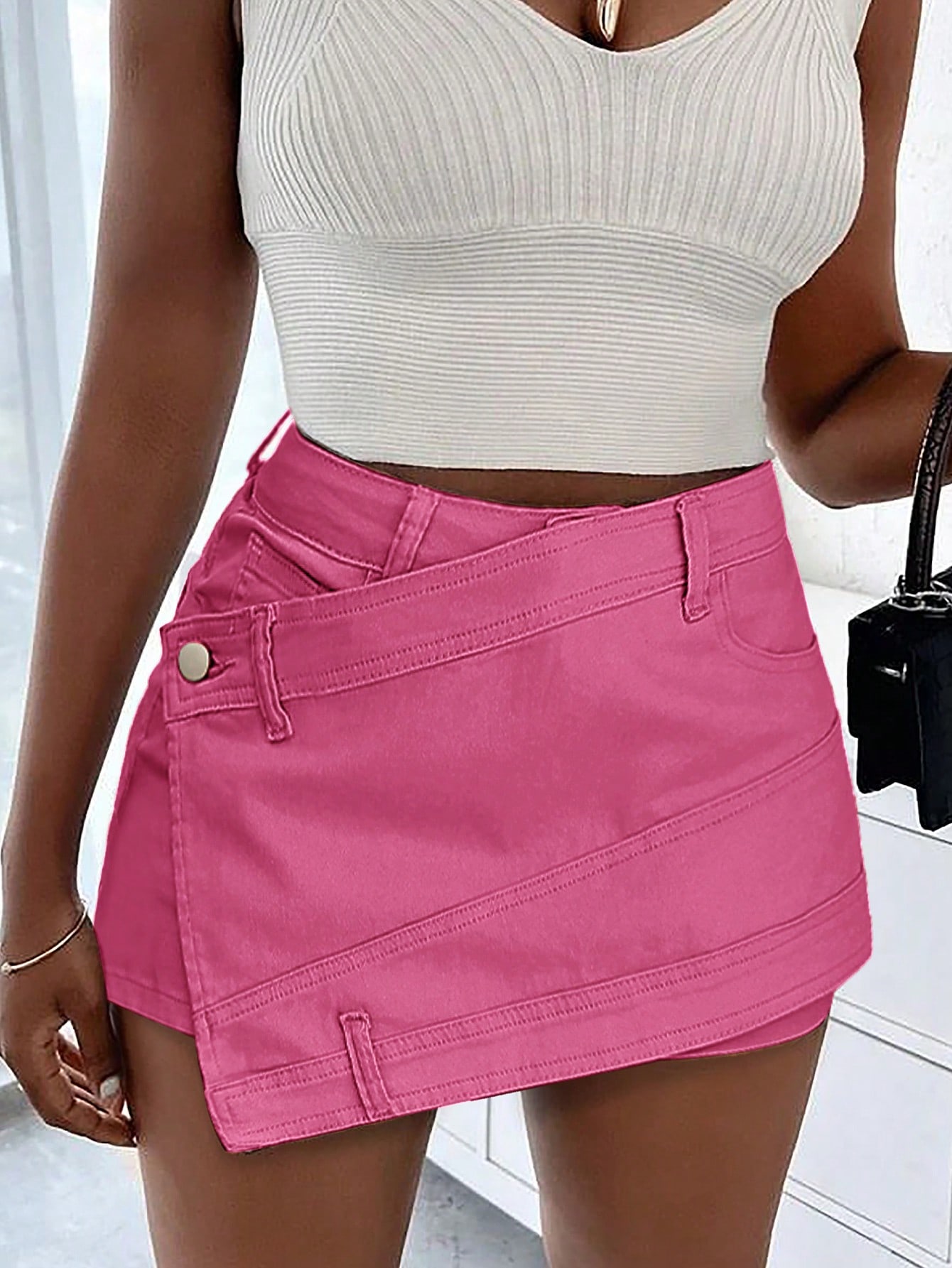 Rose Beauty A Rave Y2K Street Vintage Overlap Tail Wrap Solid Aymmetrical Hem A-Line — фото 21