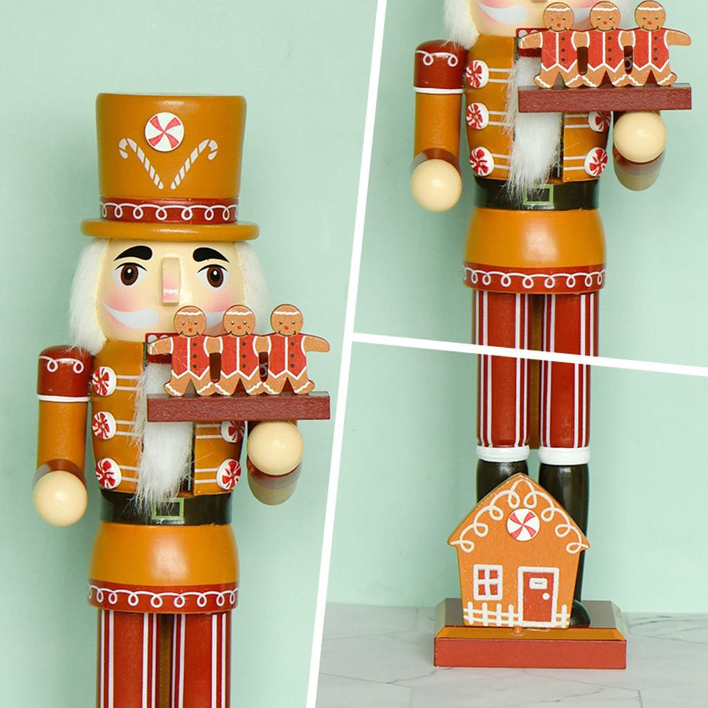 J1UL1N Christmas Wooden Nutcracker 13.8 Inch Gingerbread Style Christmas Nutcracker Decor Festive Christmas Party Decor