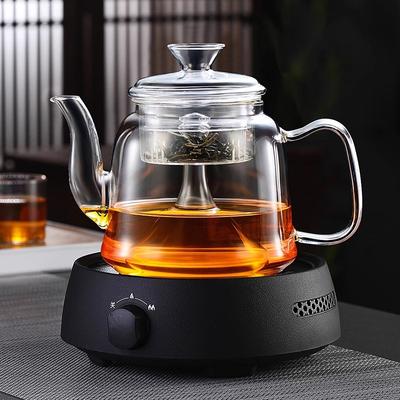 HMLOVE Heat Resistant Glass Teapot Steamed & Boiling Kettle Tea Infuser Filter High Borosilicate Chinese Teawear Pot 1200ml