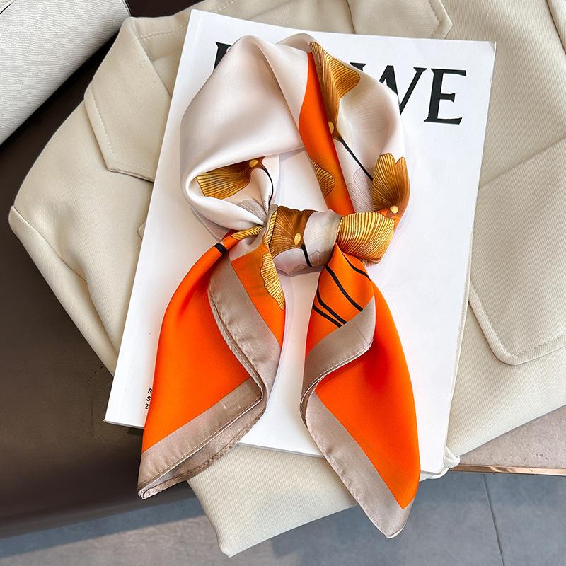 Luxury Silk Scarf for Women Hijab Bandana Fashion 70*70cm Square Scarves Handkerchief Design Shawl Wraps Echarpe Foulard