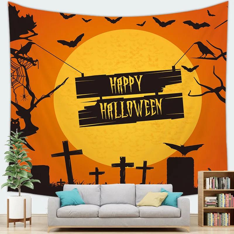 

Halloweenthemed backdrop decoration fabric digitalprinted polyester tapestries living rooms bedrooms macrame wall hanging 74x94cm(29x37in)