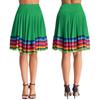 Womens Flamenco Dance Skirt Colorful Stripe Hem Elastic Waistband Folk Dancing Stage Performance Costume