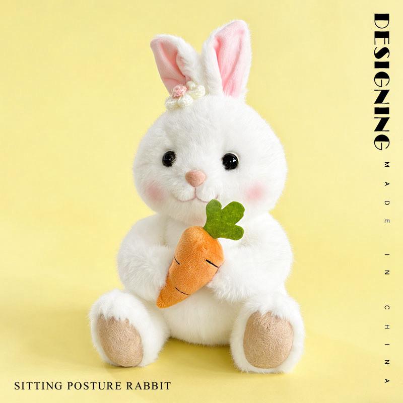 Plush Bunny Toy With Scarf And Carrot Design For Kids Gift Collection