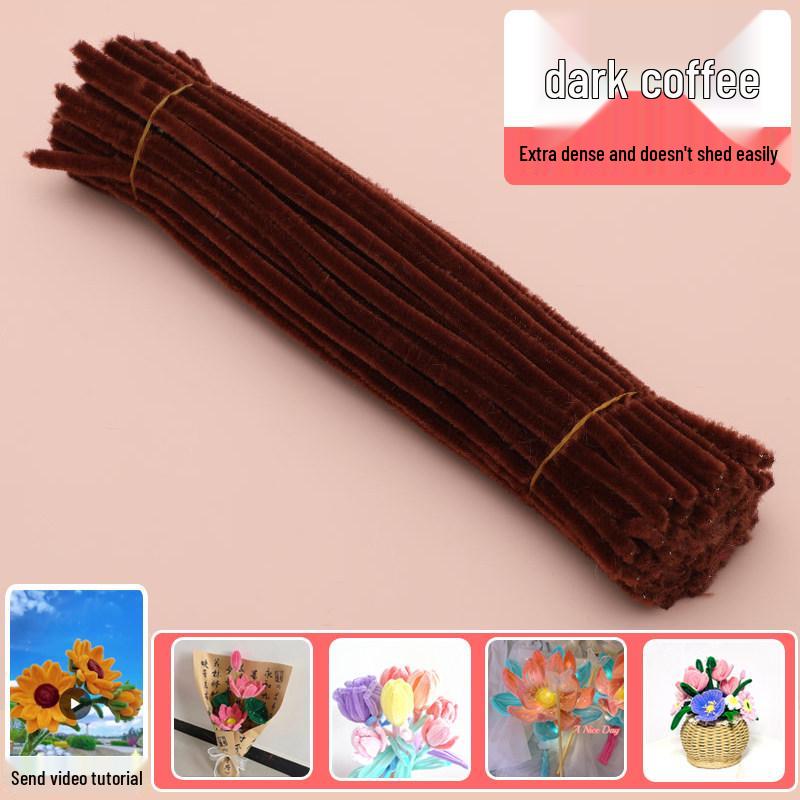 Handmade Bouquet DIY Kit: Chenille Stem Pipe Cleaners, Color Fur Strips & Headband Accessories