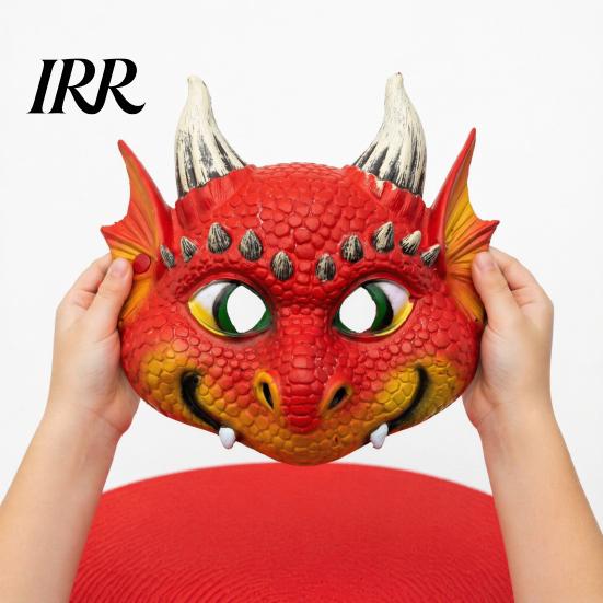 Unique Party Costume Mask 3D Cute Dragon Full Face Mask, Halloween Baby Lightweight Breathable Detailed Role Play with Realistic Scales And Horns for