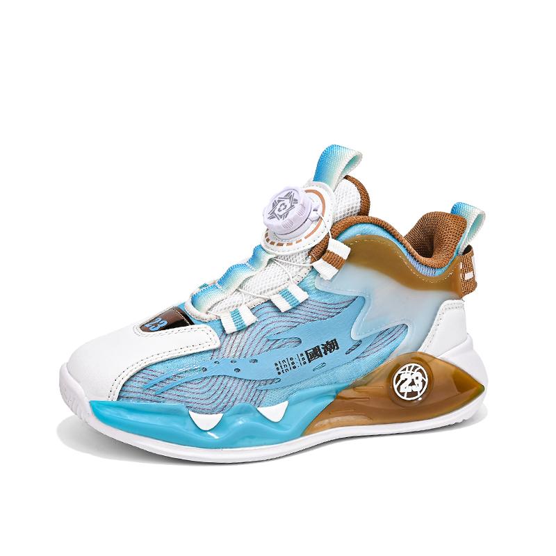 

Boys actual combat basketball shoes net surface non-slip running shoes 2024 new student rotating button sneakers 39