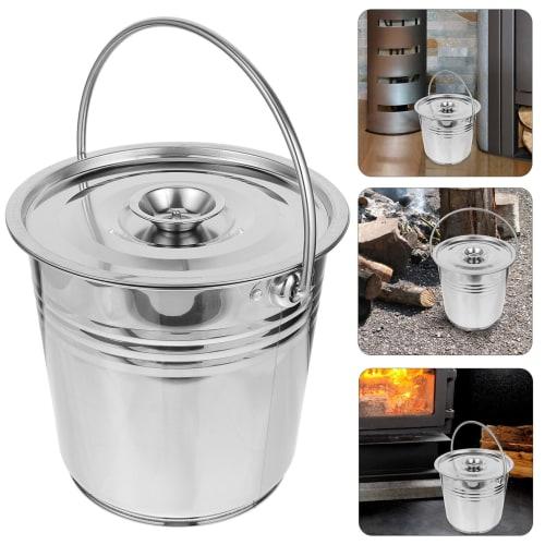 Mipcase Fireplace Ash Bucket, Durable Metal Storage Bin for Fireplace Ashes, Compact Size with Easy-Carry Handle for BBQ and Stove Cleaning