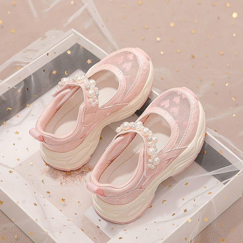 Girls sandals lightweight 2025 new summer soft sole children's mesh sneakers fashion girl princess style classmate