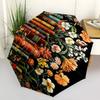 Books Flowers Themed Automatic Opening and Closing Umbrella, Brightly Colored 8-rib Portable Umbrella, Suitable for Men and Women, A Perfect