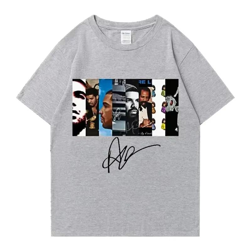 Mens Drake retro rapper character print pure cotton shortsleeved Tshirt hiphop casual wear top Springsummer new Fashion