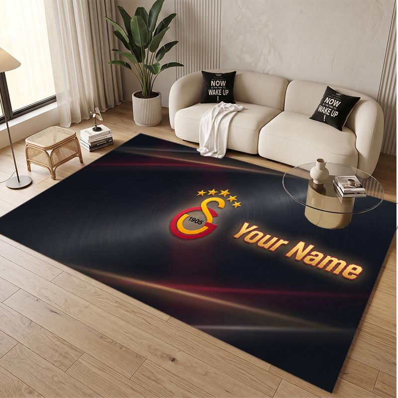 Personalized Crystal Velvet Carpet Galatasaray FC Pattern Non Slip Floor Rug