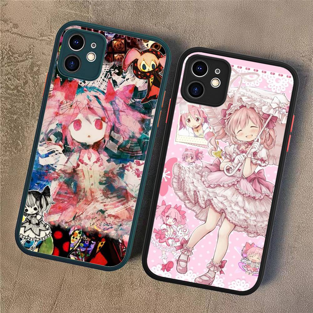 Coques de téléphone pour iPhone 16 15 14 Plus 13 12 11 Pro Max, Housse de téléphone Bumper Mate Oft, Fille Anime Puella Magi Madoka Magica