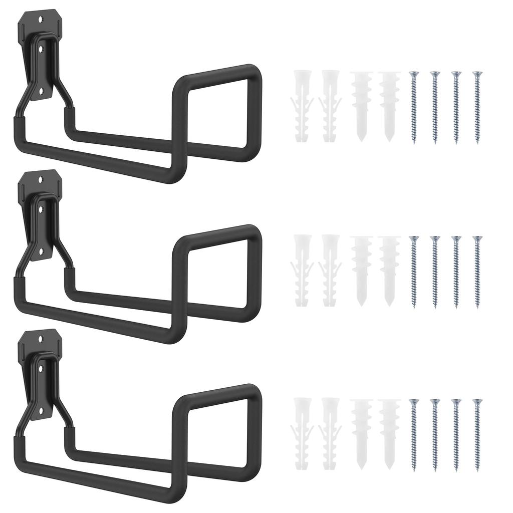 3Pcs Garden Hose Holder Metal Hose Reel Hanger Wall Hooks Organizer Heavy Duty Water Tube for Outdoor Indoor Garage Yard