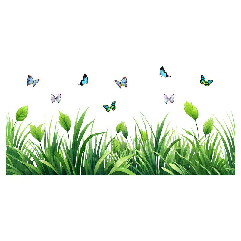 Grass Flower Butterfly Baseboard Skirting Line Wall Sticker Self Adhesive PVC Living Room Bedroom Corner Decor