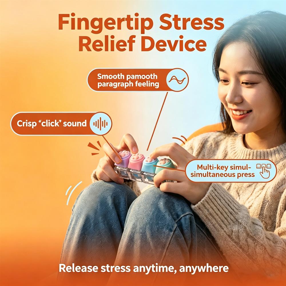 Tragbar Silikon Katzenpfote Clicker Schlüsselanhänger LED-Licht Leuchtend Fidget Spielzeug Tastaturstil Taste Stress Angst Linderung Geschenk