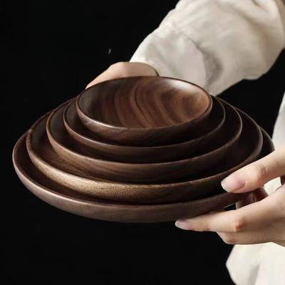 Black Walnut Tray Wooden Round Log Dinner Plate Creative Jewelry Storage Tray Tea Table Fruit Snacks Snacks Dessert Container