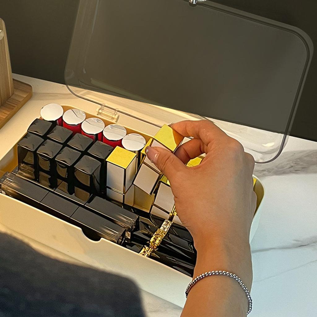 Cosmetic Storage Box with Clear Lid Dustproof Cosmetic Storage Jewelry Display Boxes for Bedroom