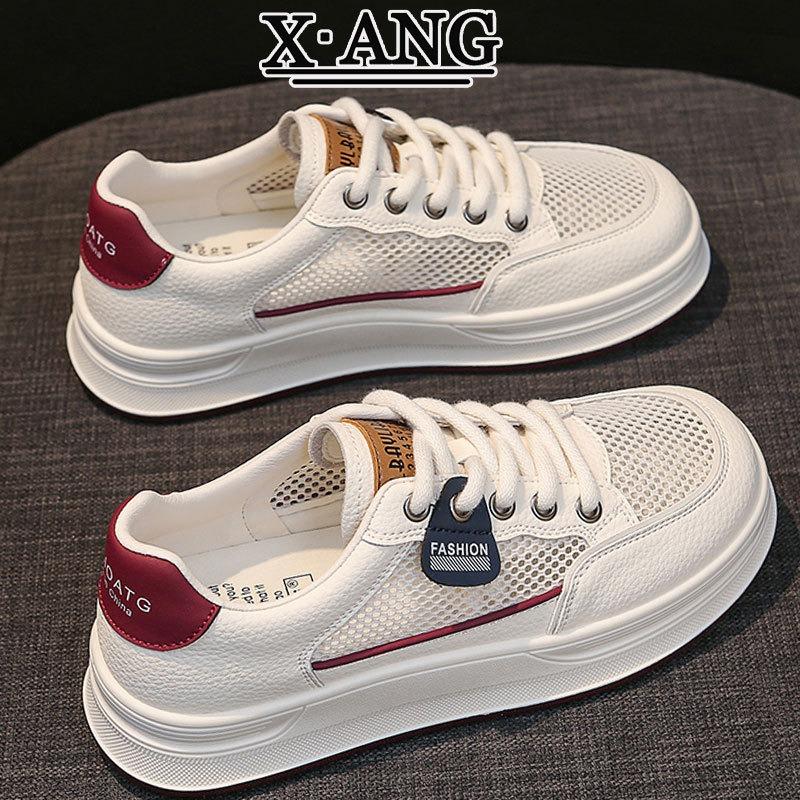Summer Mesh Breathable Leather Little White Shoes Women's Shoes New Versatile Lightweight Casual Sports Shoes Board Shoes