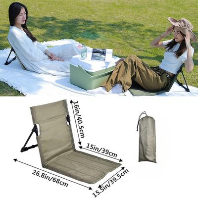 Portable Beach Mat Lounge Folding Chair with Back Support Folding Reclining with Back Net Pocket Lightweight Foldable Chair