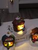 Glowing Christmas Village Houses Luminous Resin Miniature Santa Shop Scene Lighting Creative Holiday Christmas Holiday Supplies