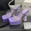 Super High Heel Platform Sandals Women Luxury Rhinestone Narrow Band Plus Size High Heel Sandals Bling Sexy Banquet Dress Shoes