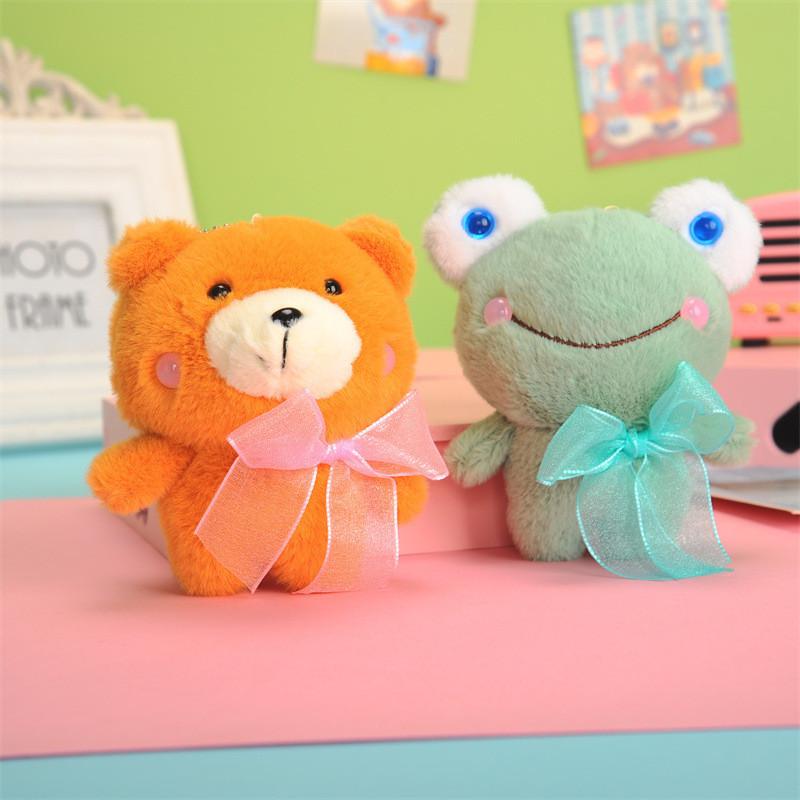 Soft Plush Bear Keychain Cute Frog Stuffed Animal Doll Machine Toy Bulk Gift