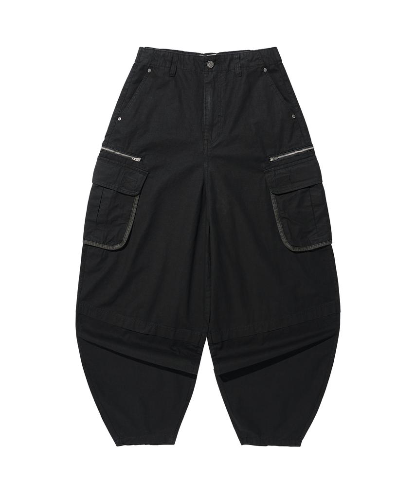 Gicheol Vintage Zip Cargo Balloon Pants (Washed Black)