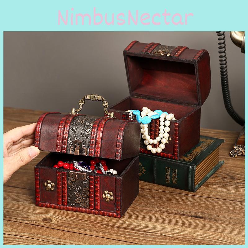 Box Wooden Jewelry With Lock For Dustproof Storage And Home Decoration Vintage