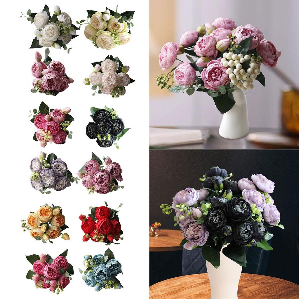 Artificial Roses Silk Flowers Artificial Wedding Bouquet Elegant Fake for Party Office Garden Engagement Decor