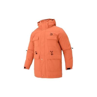Puma Logo Nadruk Luźna Ciepła Kurtka Puchowa Unisex Odzież Wierzchnia Pomarańczowa 539760-79