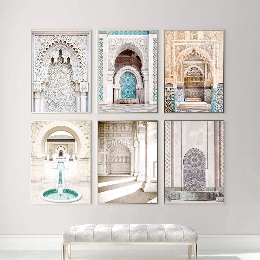 Marokkanischer Bogen Architektur Kunst Leinwand Schilderij Islamische Arabische Drucke Moskee Moslim Poster Woonkamer Home Decor
