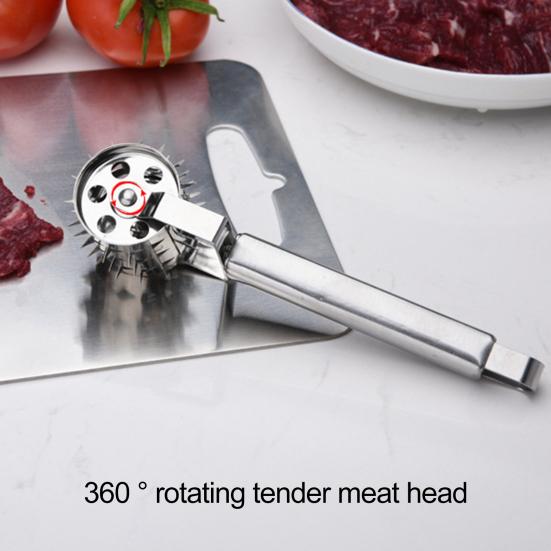 Steak Tenderizer Sharp Needle Design Polished Surface Rustproof Long Handle Comfortable Grip Stainless Steel Heavy-duty Steak Meat