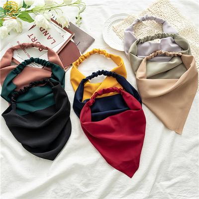 Solid Color Chiffon Triangle Headband Women's Simple Elastic Band Bandana Versatile Headwear Hairband Hairband Hairstyle Decoration
