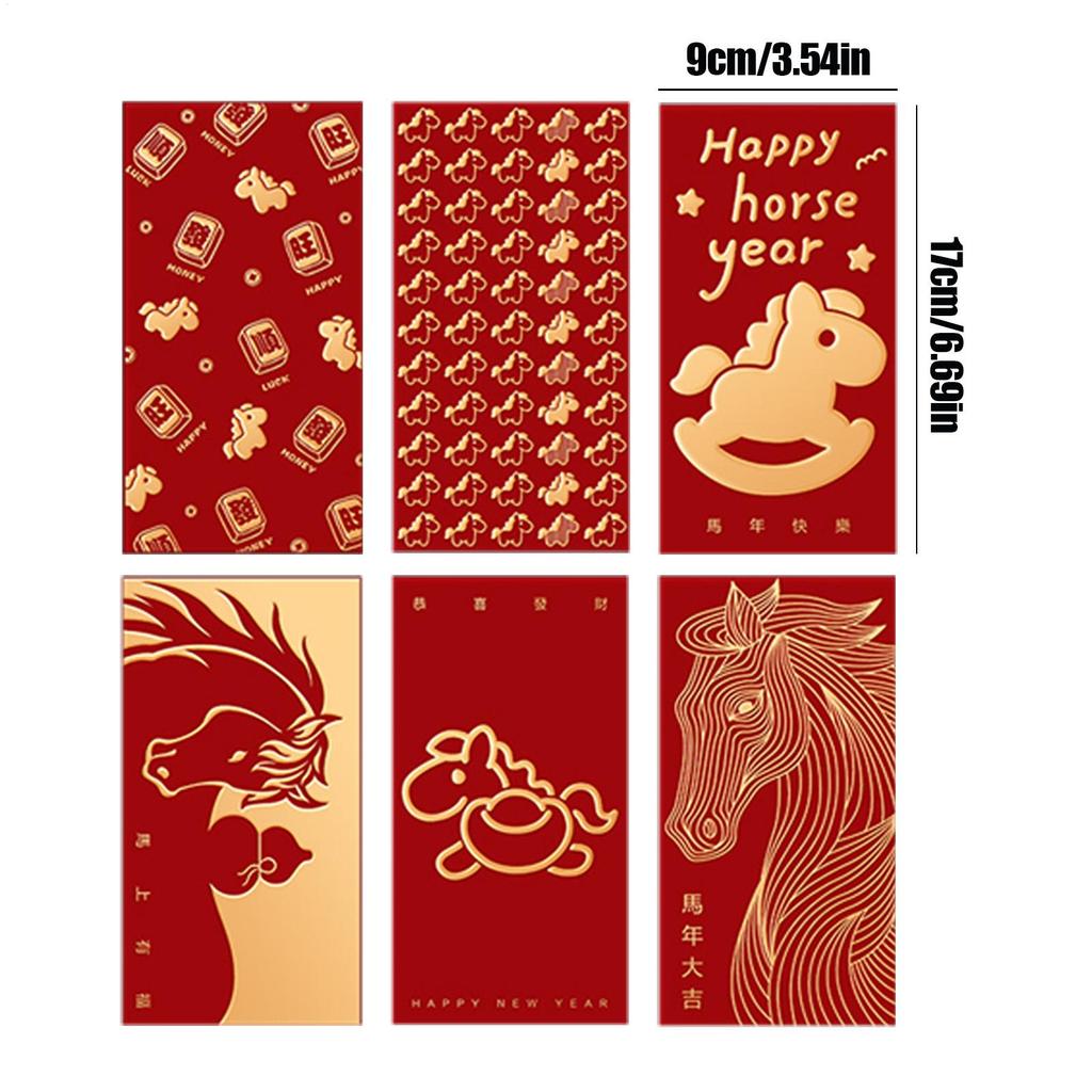2026 Year The Horse Red Envelopes-Golden Foil Chinese New Year Money Bags,Auspicious Horse Patterns,Lunar New Year Gifts