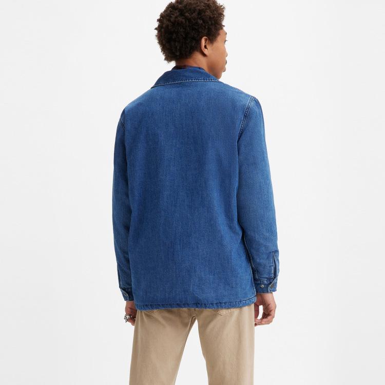 Levis SS23 Water-Washed Single-Breasted Denim Cotton Jacket Men jackets Blue A4880-0000