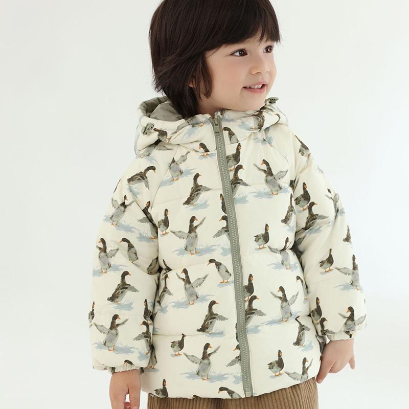 Boys Girls Winter Elephant Cartoon Print Windproof Warm Hooded Fashionable Versatile