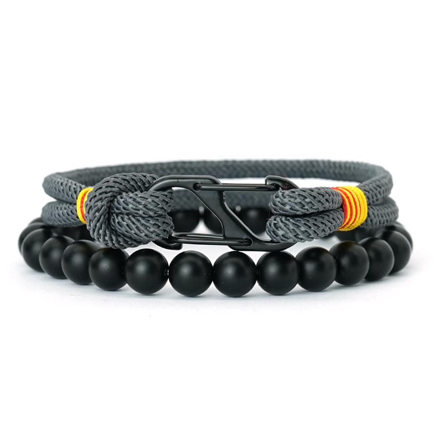 Stylish Men Bracelet Set Selected High Quality 4mm Rope 5 Colors Options 8mm Matte Strand Braslet Casual Wrist Accessories Homme