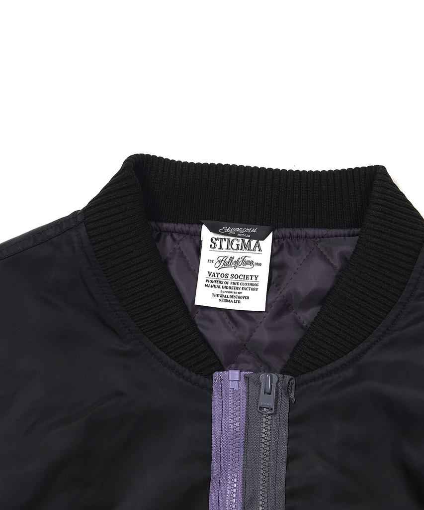 Stigma Zipper Oversized Ma-1 Jacket Black