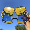 Oktoberfest Party Glasses Blue Yellow Beer Mug Design Lightweight Plastic Photo Booth Prop for Adults Festival Costume Accessory