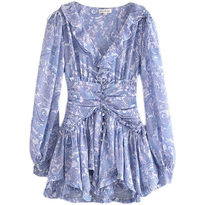 

Lvoe Niche Fairy Puff Sleeve Girdle Dress As shown in the figure(High quality) L