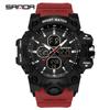 SANDA 9093 Men Electronic Watch Trendy Fashion Sport Waterproof Date Pointer Digital Analog Dual Display Wrist Watch for Student