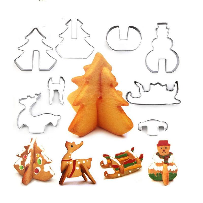 18PCS/Set Kitchen Bakeware Moulds Cute Cookies Mold Tool House Cookie Cutters Stainless Steel Christmas Biscuit Mold